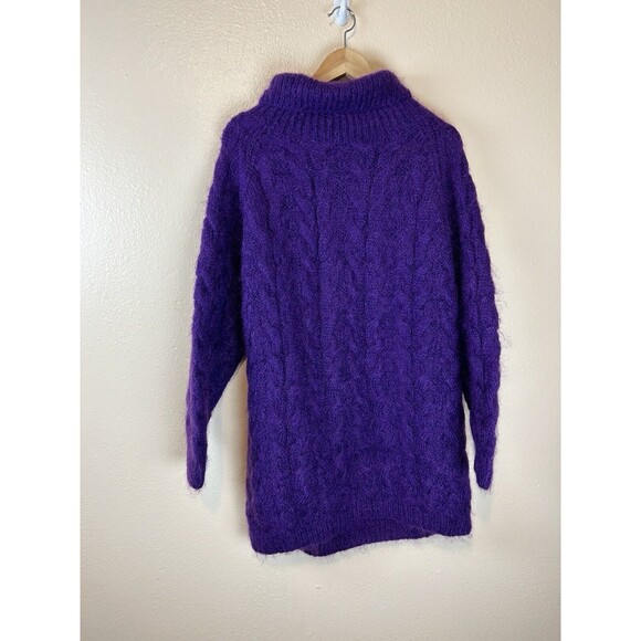 Hand knit International Express M Mohair Sweater Cable Knit Fisherman Pullover - Picture 3 of 3